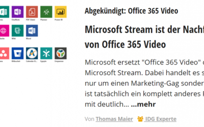 Computerwoche – Microsoft Stream ist der Nachfolger von Office 365 Video
