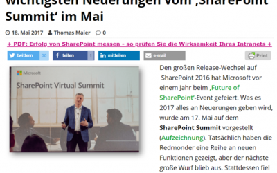 SharePoint360 – „SharePoint 2017“: Das sind die 8 wichtigsten Neuerungen vom ‚SharePoint Summit‘ im Mai