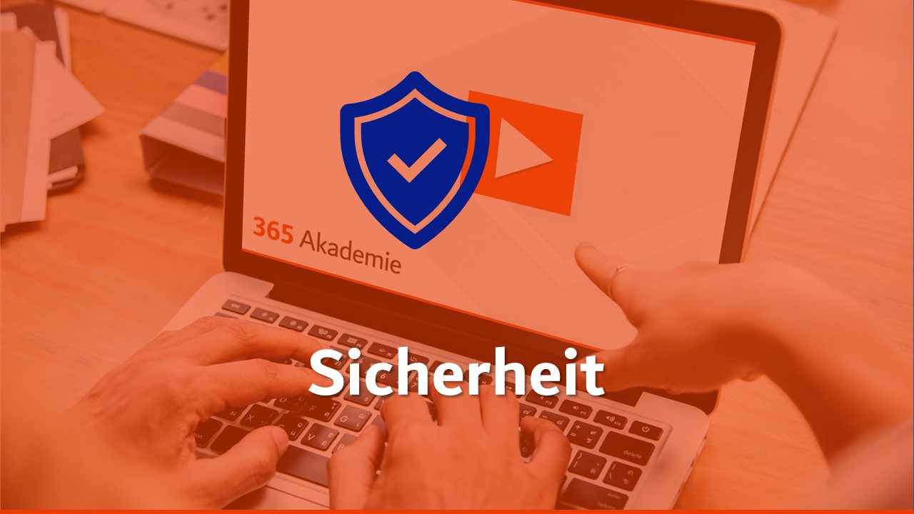 Logo der 365 Akademie auf einem Laptop mit dem Sicherheitslogo