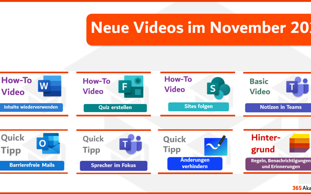 Entdecke unsere neuen Videos 🔍🎬 – November 2021