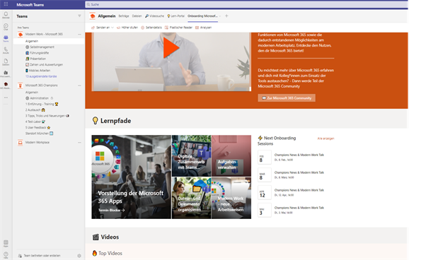 Microsoft 365 auf SharePoint Basis integriert in Teams