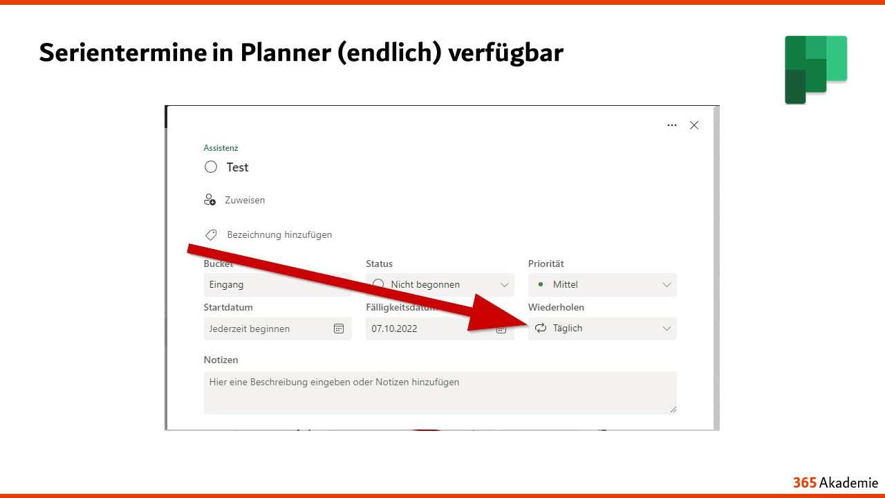 Serientermine in Planner (endlich) verfügbar