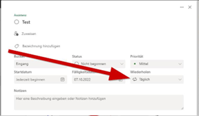 wiederkehrende Aufgaben in Planner