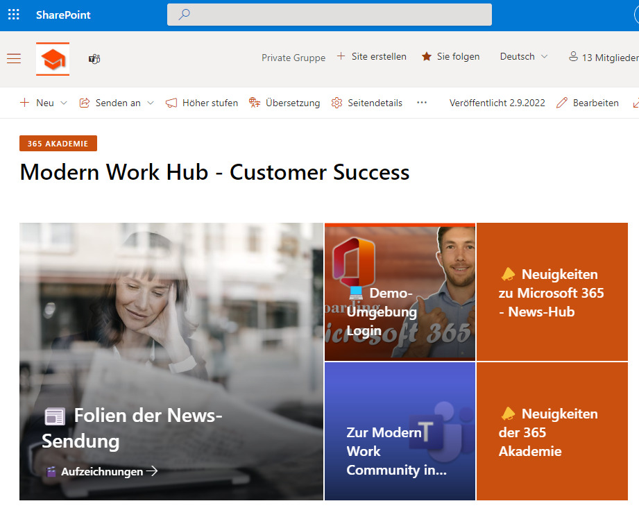 Modern Work Hub - Customer Success Alles auf einen Blick