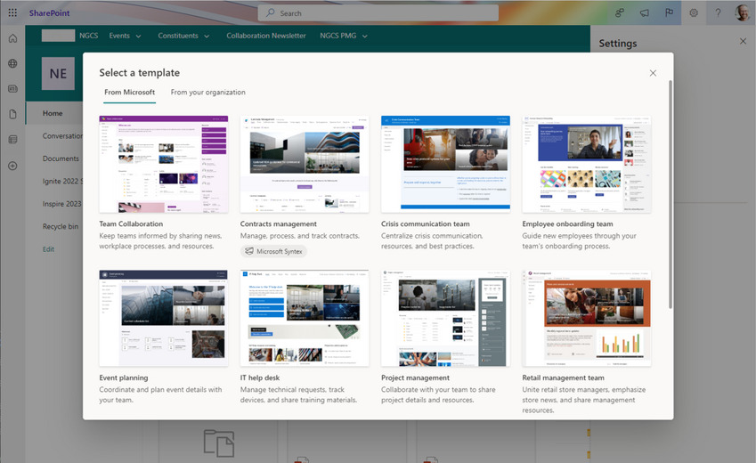 Neue SharePoint Site Templates