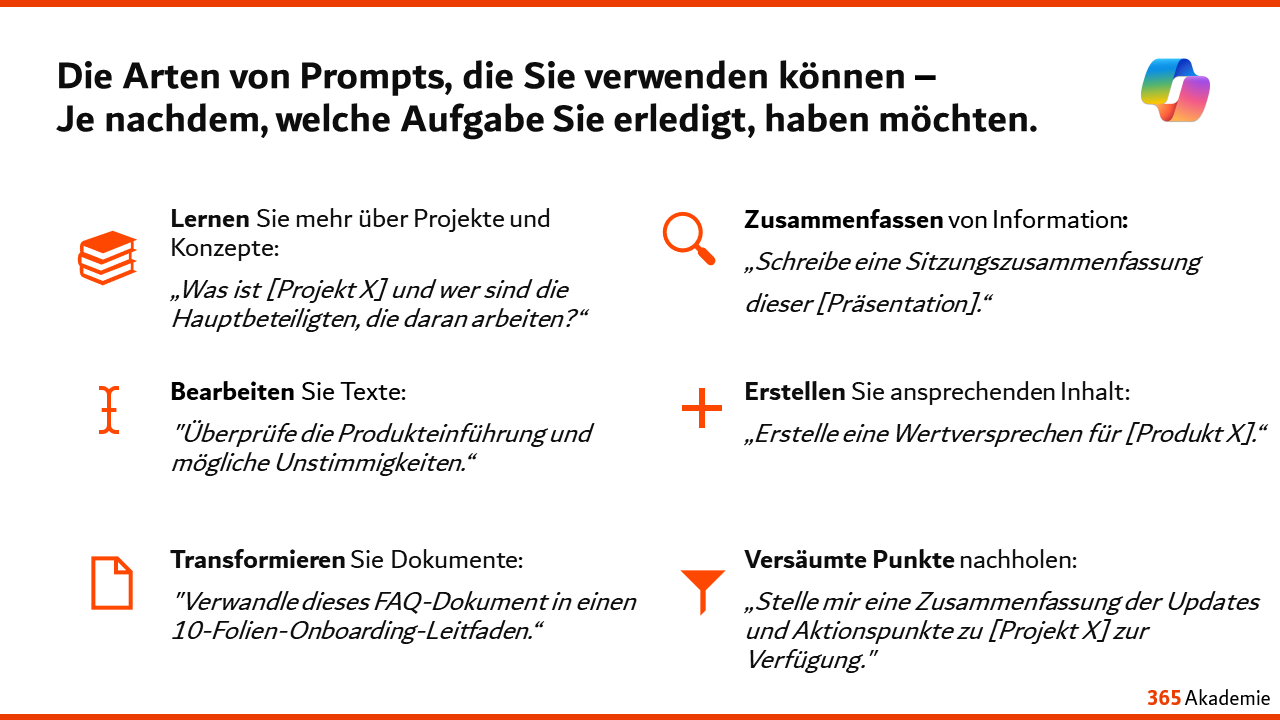 Die Arten von Prompts, die Sie verwenden können – Je nachdem, welche Aufgabe Sie erledigt, haben möchten.