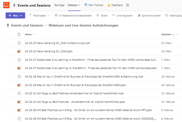 Webinar-Aufzeichnung im Manager Team