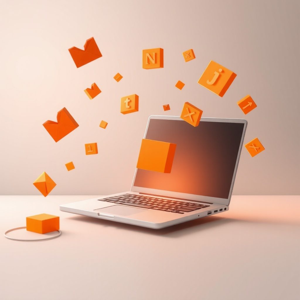 Bild mit Laptop orange
