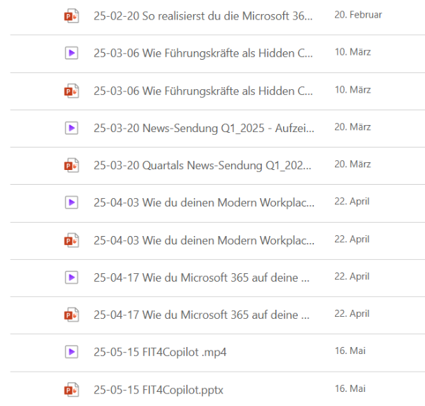 Screenshot Aufzeichnungen Modern Work Community